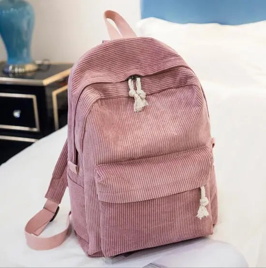 Sac à Dos Collège Fille - Velours Rose