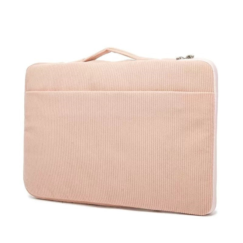pochette ordinateur velours côtelé rose pale 